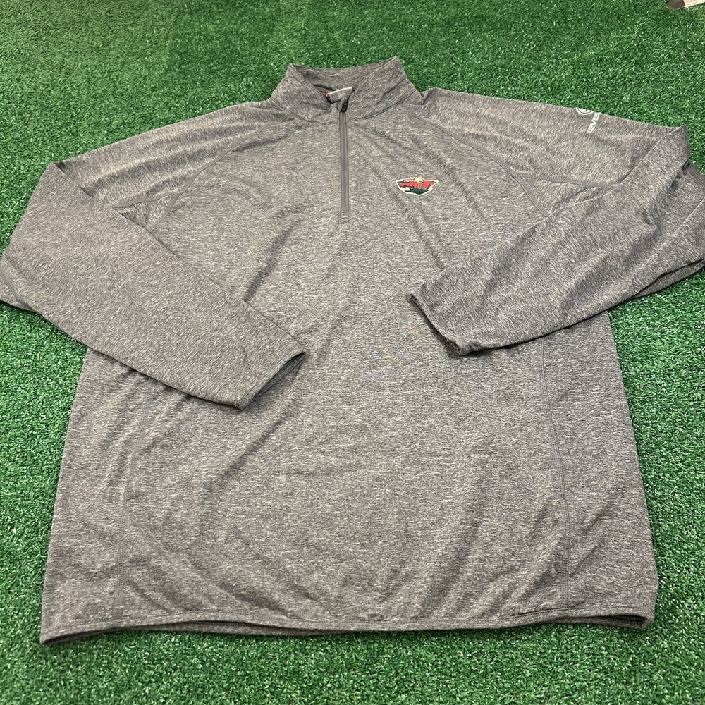 Levelwear Minnesota Wild Quarter Zip Pullover Mens Extra Large Gray Heathered